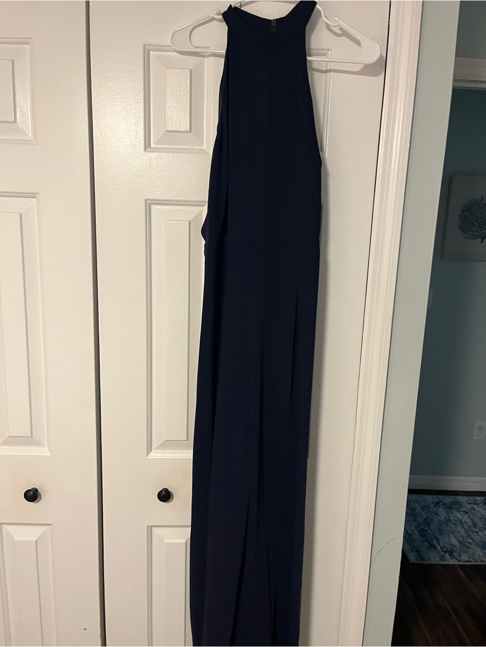 Sugarlips Navy Halter Wide-Leg Jumpsuit